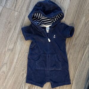 Navy Blue Hooded Towel Swim Cover Up